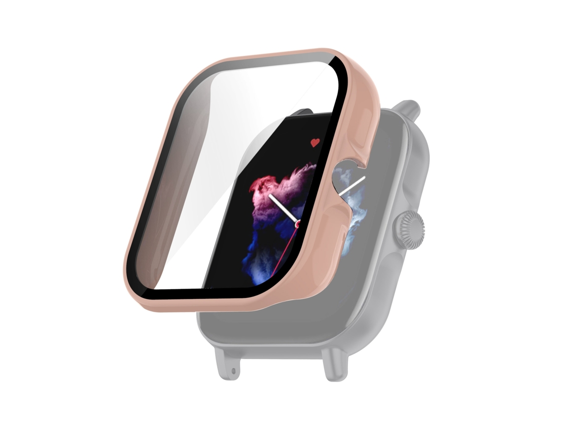Para Amazfit GTS 3 peça + capa protetora de relógio de vidro temperado (rosa flor de cerejeira)