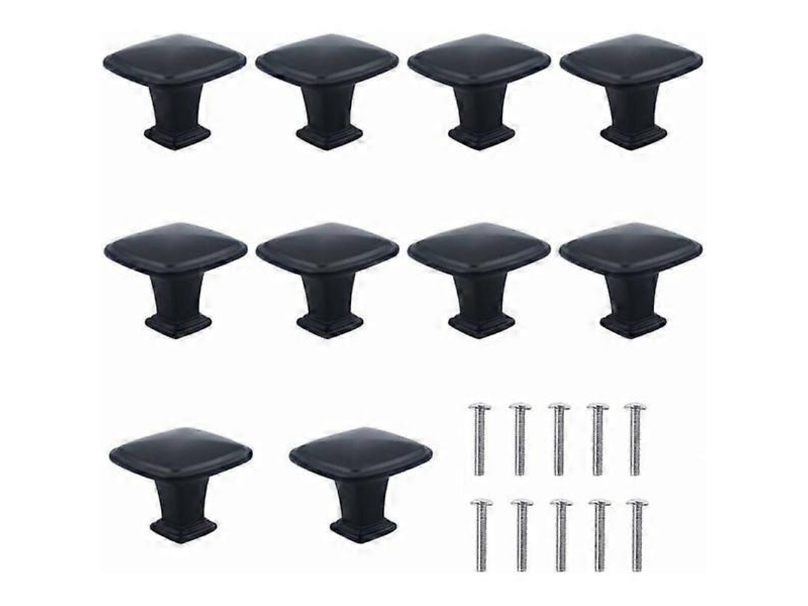 10 Perillas De Armario Mate Negro De Aleación De Aluminio 30mm Con Tornillos Para Cajones Y Gabinetes