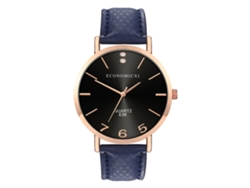 Reloj De Pulsera Unisex Con Correa De Pu, Pantalla Analógica, Esfera Redonda, Movimiento De Cuarzo.