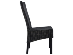 Sillas De Comedor 4 Uds | Asiento De Comedor | Silla De Cocina Ratán Kubu Y Madera Mango Negro