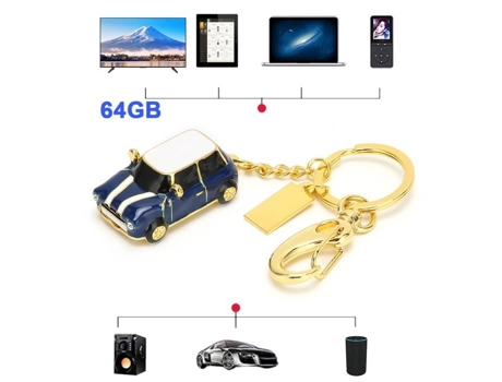 HURRISE Unidad de Datos Portátil U Disco Flash Drive USB 2.0 Formato de Coche Dibujos Animados Tarjeta de Almacenamiento de Computadora 64Gb