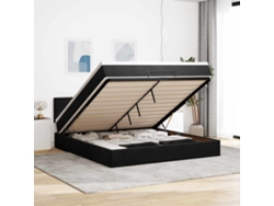 Estructura De Cama Otomana Con Colchón Negro 180x200cm