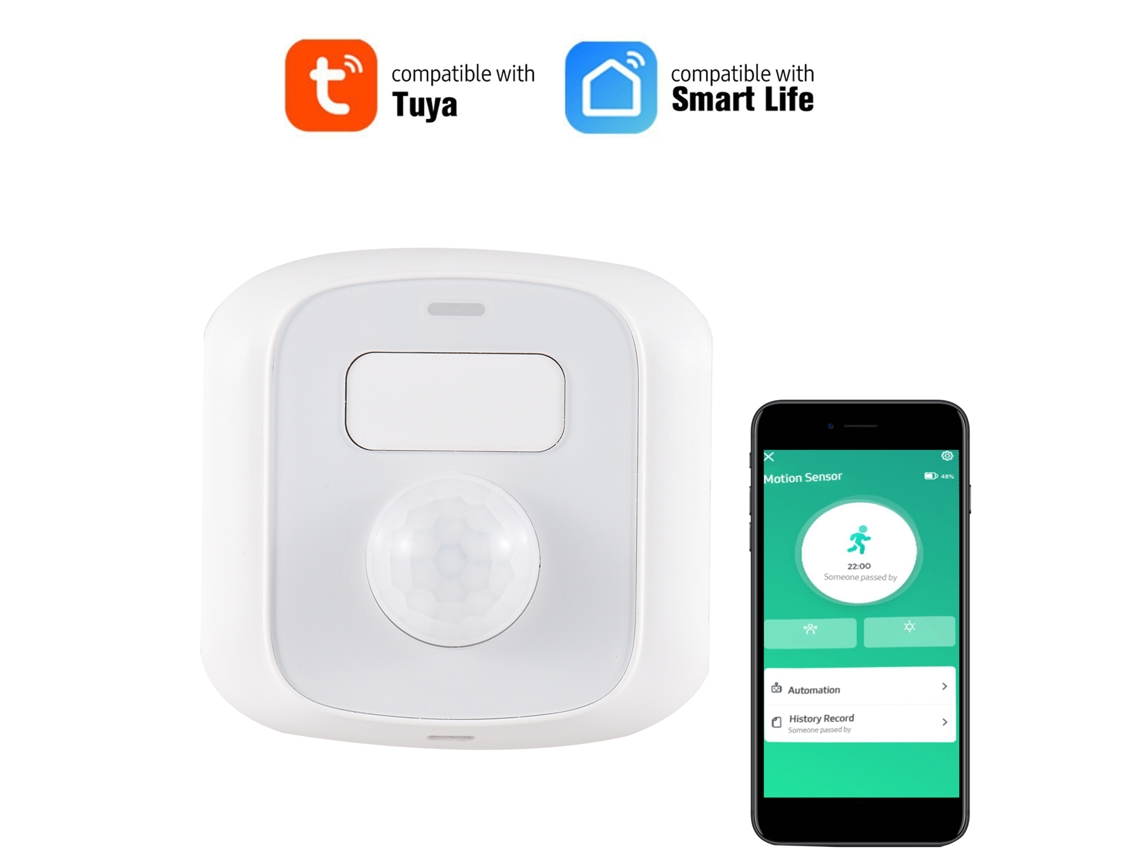 Sensor de movimiento Wi-Fi con alarma, detección inteligente para seguridad del hogar con control mediante aplicación