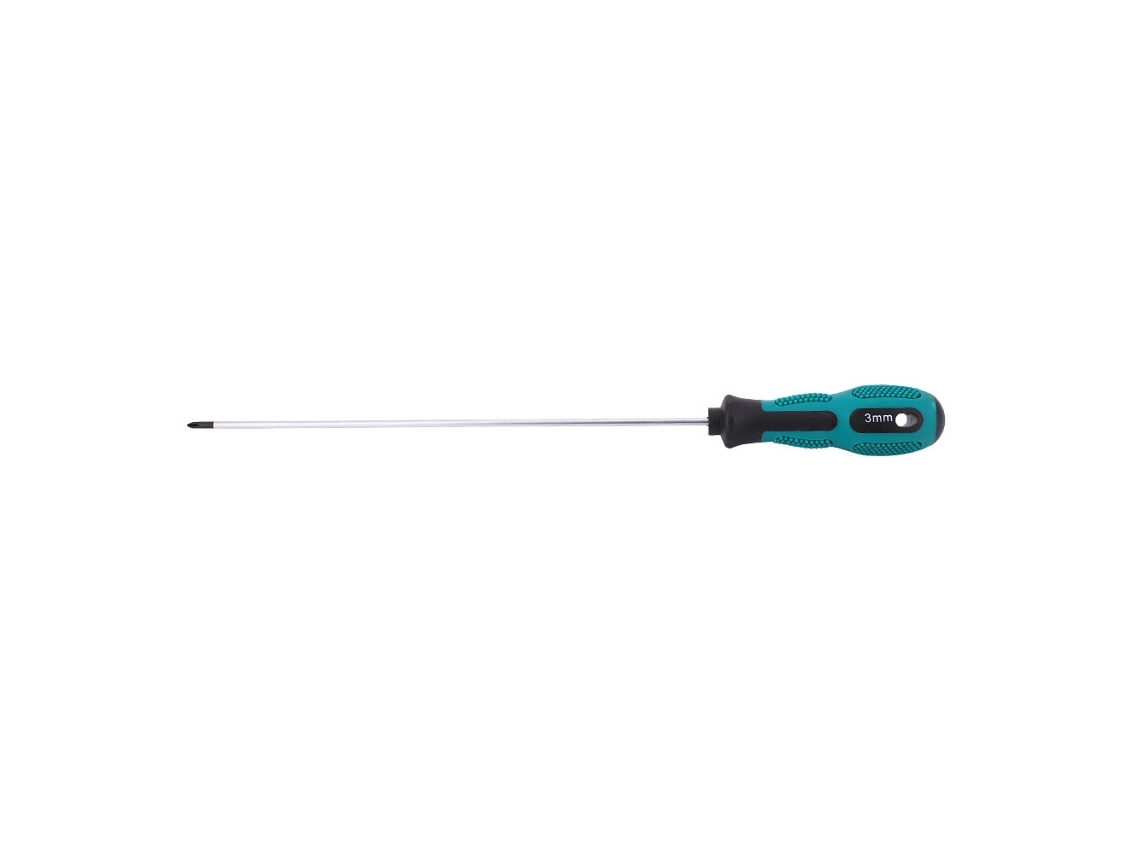 Destornillador Phillips Ph0 3x200 Con Hoja De Acero Y Mango De Pp Para Tornillos De 5 Mm.