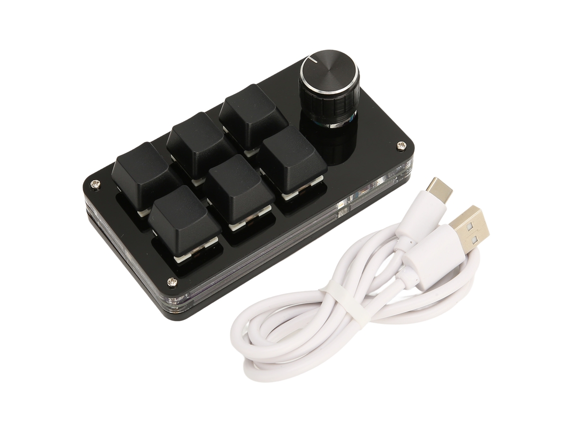 Mini Teclado Mecánico Con 6 Teclas Y Botón Giratorio, Programable Por Usb Para Juegos, Sistemas Operativos Y Office.