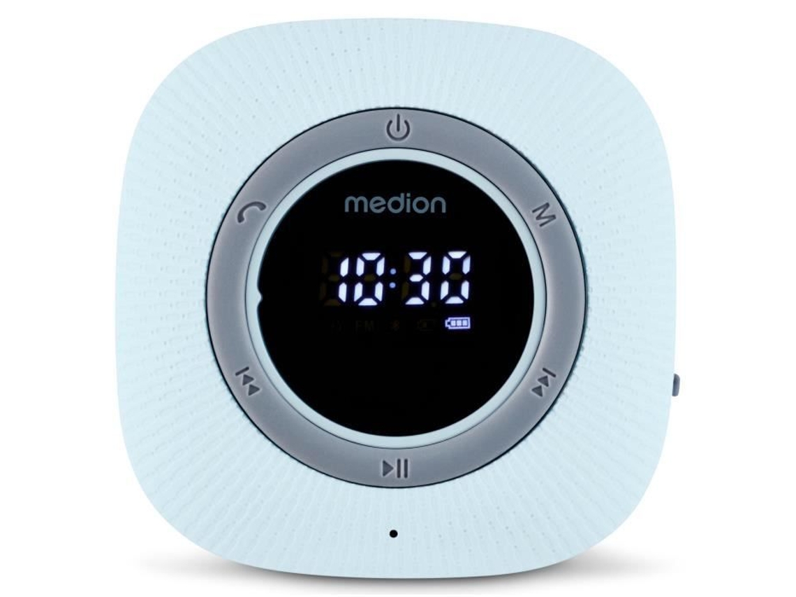 Radio FM de ducha Medion con Bluetooth y ventosa IPX6, color azul