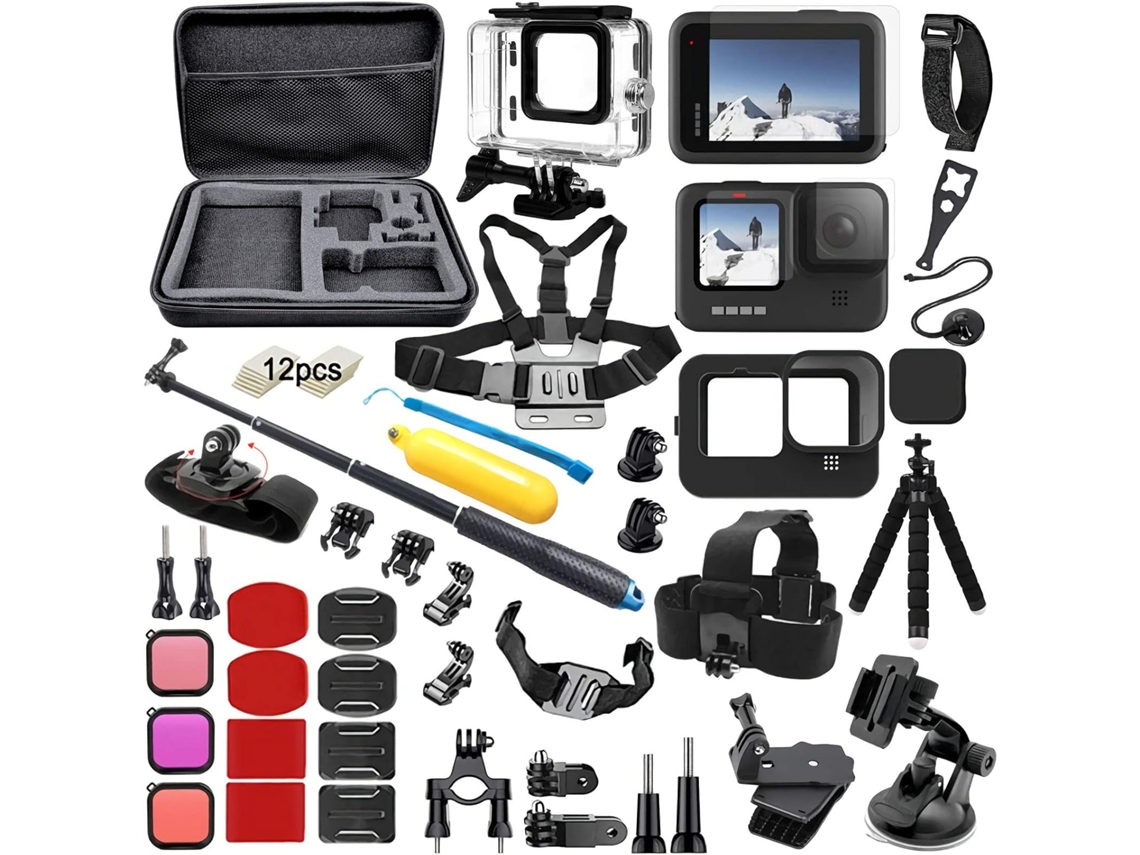 Kit de accesorios 54 en 1 para cámaras de acción GoPro Hero 12/Hero 11, 10 y 9 Black