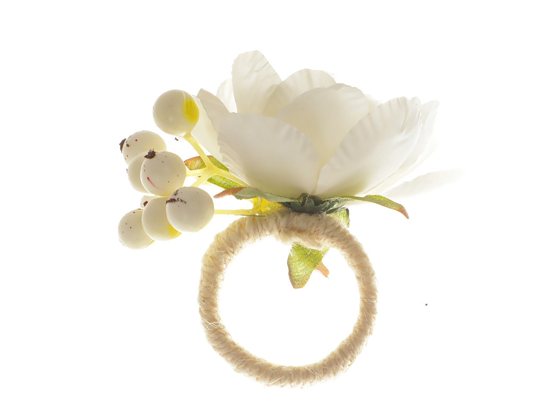 Anillos para servilletas con diseño de flores artificiales sencillas, 12 unidades