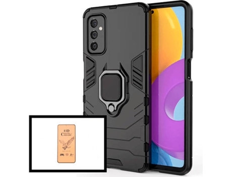 Kit Cristal Templado CeramicGlass Full Cover y Funda 3x1 Miltary Defender Samsung Galaxy M52 5G PHONECARE Negro