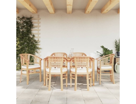 Conjunto 7 Juego De Comedor De Jardín VIDAXL Marrón Madera
