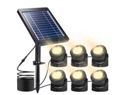 Luces Led Solares Sumergibles 6 En 1 Ip68, Luz Blanca Cálida, 3 Modos Para Estanques, Jardines Y Piscinas.