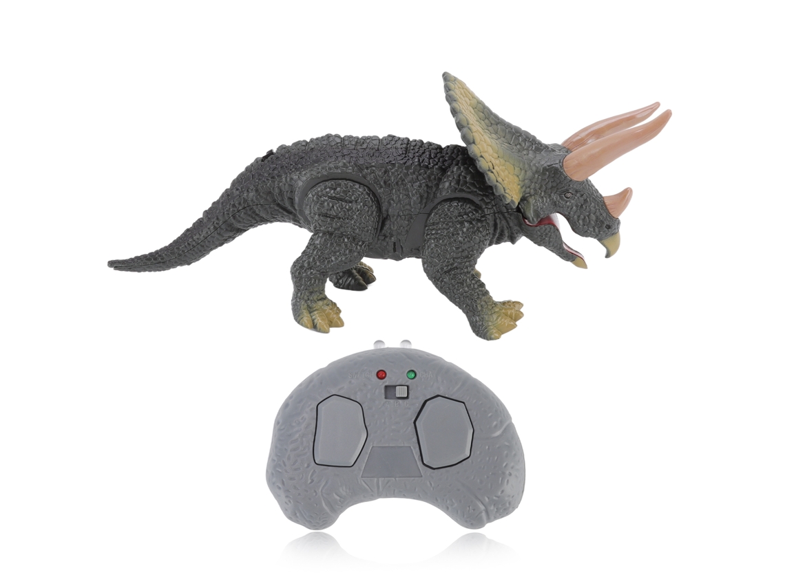 Brinquedo Dinossauro Rc Triceratopo Controle Remoto Andar Olhos Brilhantes Abrir Boca Para Crianças