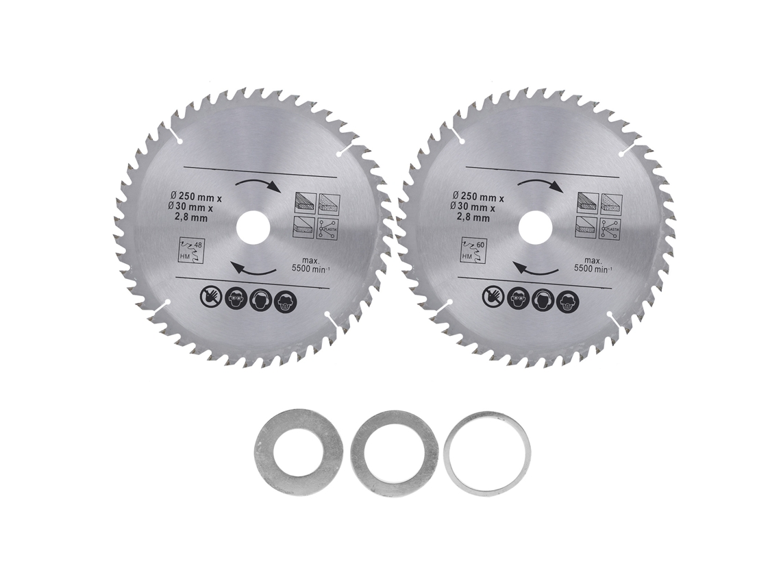 2 Hojas De Sierra Circular De Carburo Para Cortar Madera, Mdf Y Tablones De 25 Cm, 48t/60t, Para Carpintería.