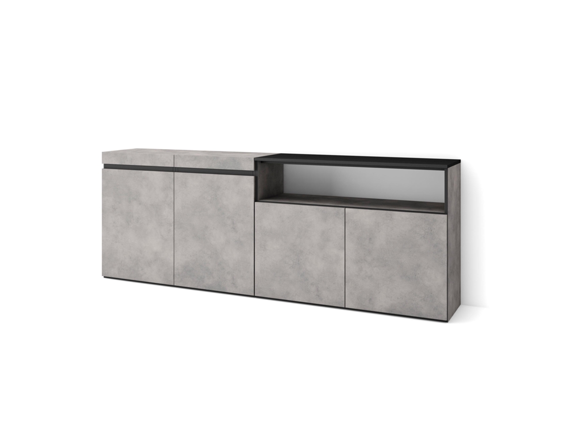 Aparadores para salón 200x75x35cm 4 Puertas Armario zapatero Cemento