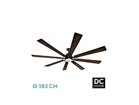 Ventilador DC Fusion Negro/Roble 24W 8 Aspas Regulable FABRILAMP