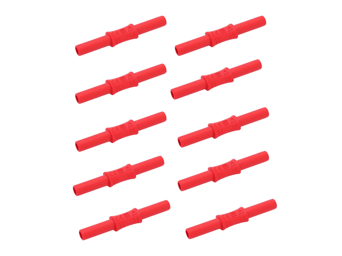 10 Unidades De Acopladores De Enchufe Banana De 4 Mm, Conector Hembra A Hembra Aislado, Adaptador De Enchufe, Extensión J.20009 Rojo