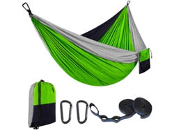Hamaca Individual Chrui Con 51 Correas Y Mosquetón, 270 X 140 Cm (gris/verde Fruta/azul Marino)