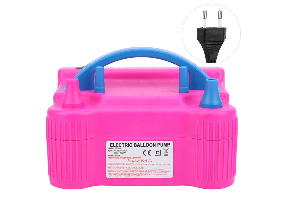 Bomba eléctrica para globos de 600 W, potente, con 2 boquillas, portátil e infladora de aire estable.