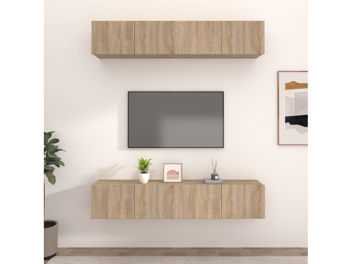 Estantería/Muebles de TV 4 piezas 80x30x30 cm Madera de Roble Sonoma