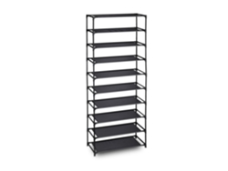 Relaxdays Zapatero Tela Sistema Encaje, 10 Baldas, 30 Pares De Zapatos, Organizador Calzado 150 X 62 X 28 Cm, En Negro