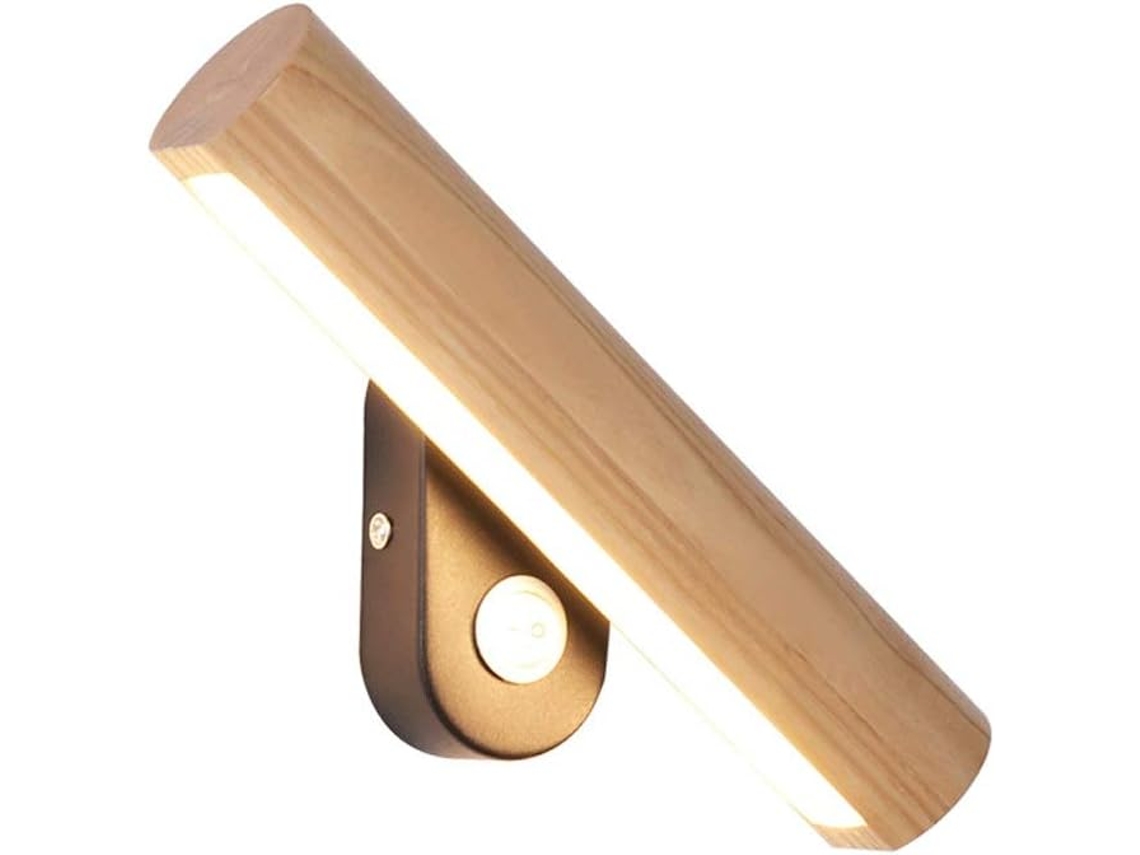 Aplique De Pared Led De Madera — Rotación Ajustable — Iluminación De Pared Moderna Para Interiores — Lámpara De Mesita De Noche De Madera