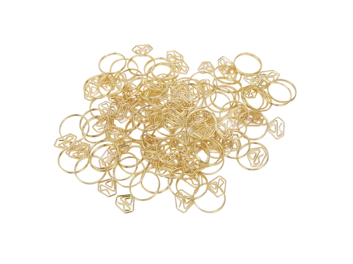 80 clips de papel multifunción con anillo anticorrosivo y caja transparente para oficina, escuela y oro