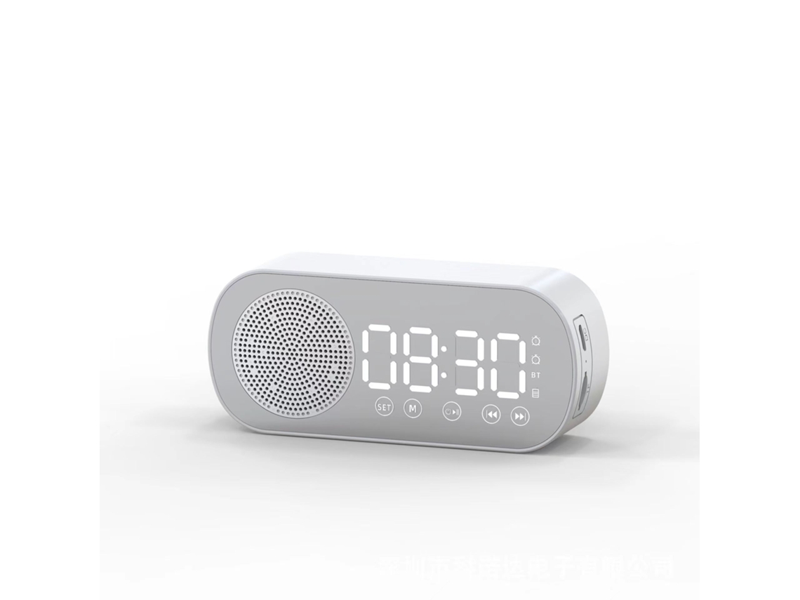 Mini Columna Bluetooth Blanca Con Despertador