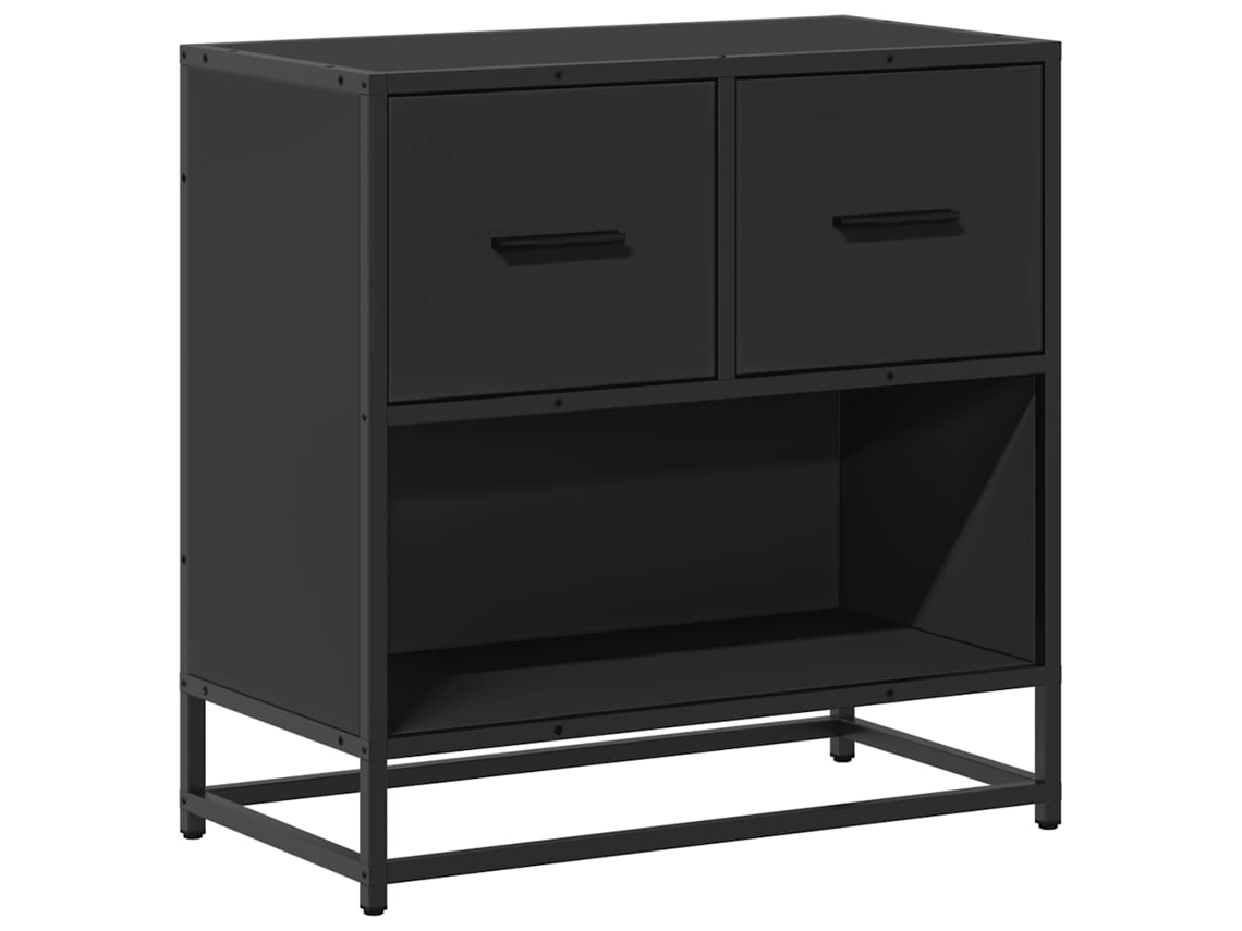 Maison Exclusive - Mesilla De Noche Negra 60x31x60 Cm Madera Procesada Y Metal