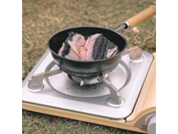 Estufa De Carvão Portátil Com Alça De Madeira Para Camping Churrasco Piquenique Fogão De Carvão Leve