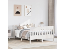 Estructura De Cama Sin Colchón Madera De Pino Blanca 120x200 Cm