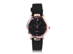 Reloj De Pulsera Analógico De Cuarzo Para Mujer Con Correa De Poliuretano Y Decoración De Piedras Preciosas (negro)