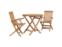 Conjunto 3 De Bistro De Jardín Vidaxl Plegable De Madera Maciza De Acacia