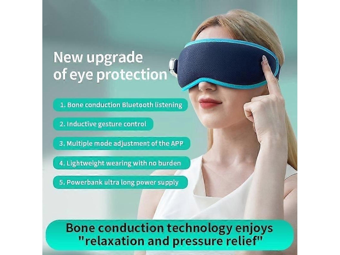 Masajeador de ojos, masajeador de conducción ósea, Bluetooth, masaje con compresas calientes, antifaz para ojos, Rosewell