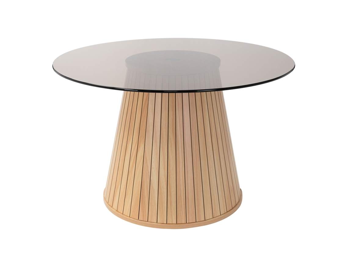 Mesa De Centro Redonda Ml-design Con Tablero De Cristal 80x80x50cm Marrón Aspecto De Mader