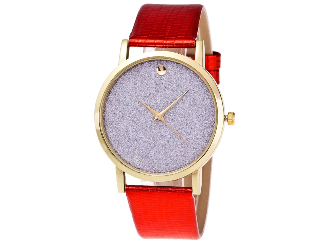 Reloj De Pulsera De Pareja Zhoulianfa Con Correa Pu Dial Redondo Simple Cuarzo Rojo