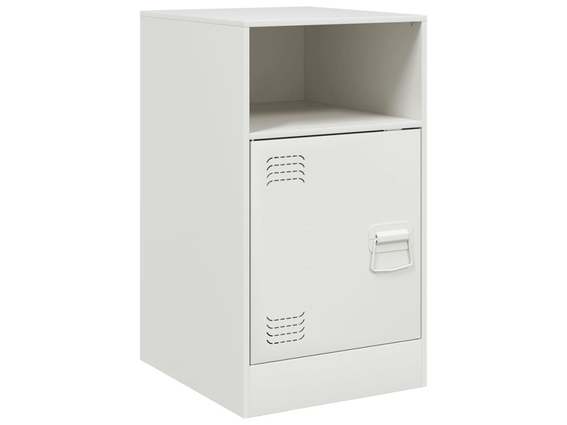 Mesita de noche Maison Exclusive de acero blanco, 34,5 x 39 x 62 cm