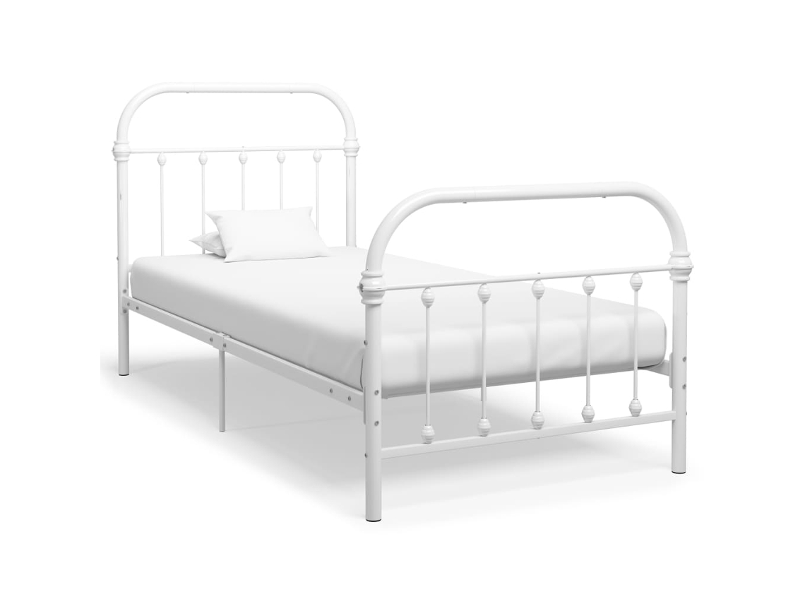 Estructura De Cama Sin Colchón Metal Blanco 100x200 Cm