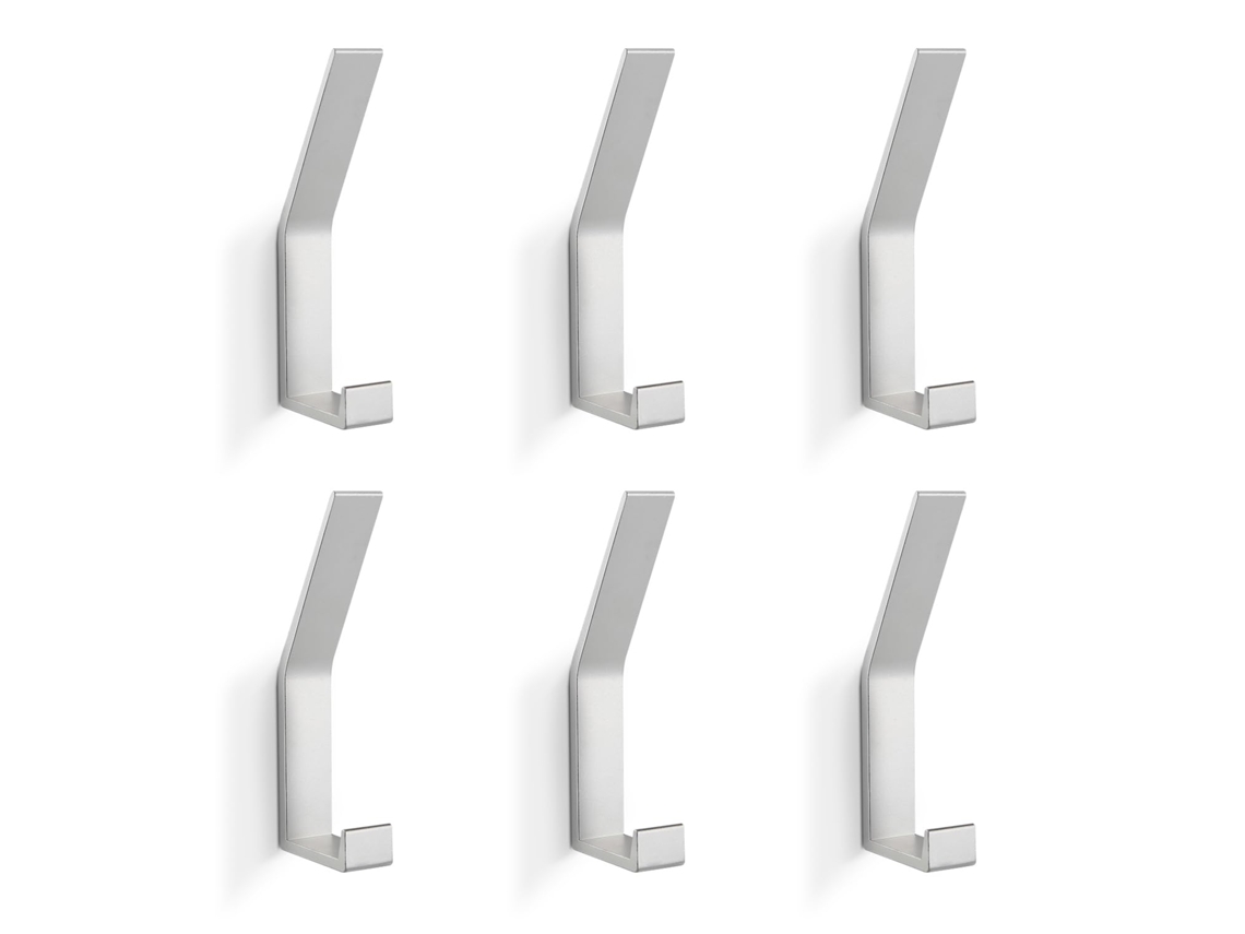 Juego Ganchos Pared Plateado 6 Unidades, Uso Múltiple Hogar Cocina