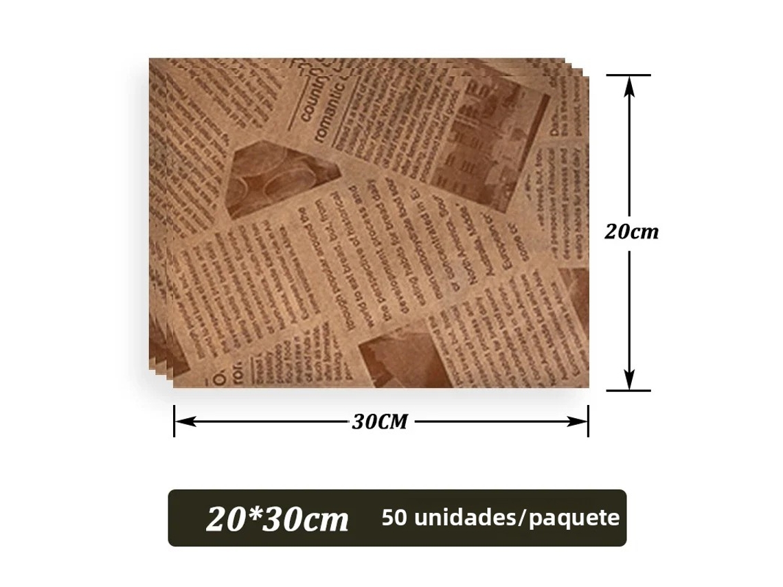 50 hojas de papel pergamino antiadherente, apto para alimentos, tortillas para hamburguesas y patatas fritas de boniato. MDUG (marrón, 20x30cm)