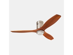 Ventilador Varilla Ø1370mm Luz Ip20 Led Sw 3000 4000 5000k On Off Níquel Satinado Madera Oscura 2589 Forlight
