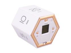 Temporizador de gestión del tiempo con tapa hexagonal, pantalla LCD y función de alarma silenciosa para cocinar, estudiar y trabajar. Blanco. Otros.