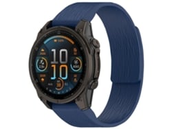 Bracelete Para Garmin (20mm) - Silicone Magnético - Listras Verticais - Liberação Rápida Azul Escuro