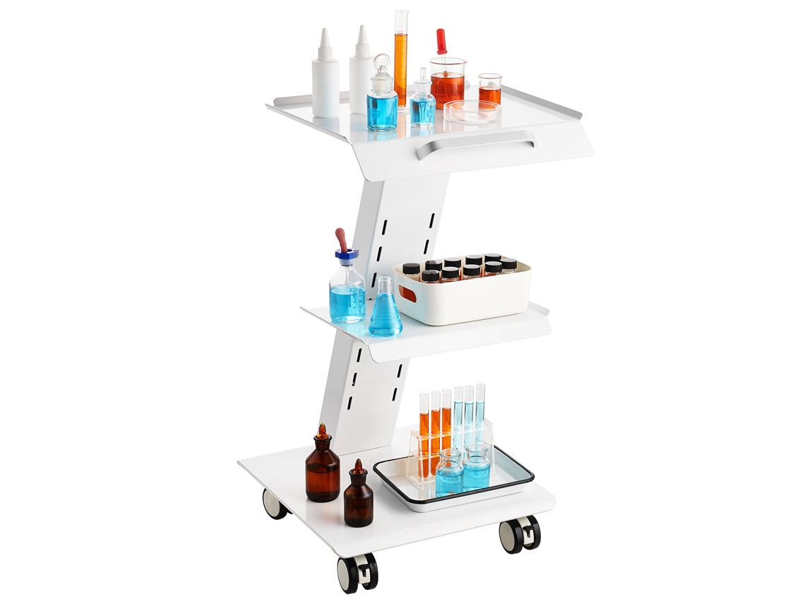 Carro de laboratorio de acero inoxidable de 3 niveles con enchufe Succebuy