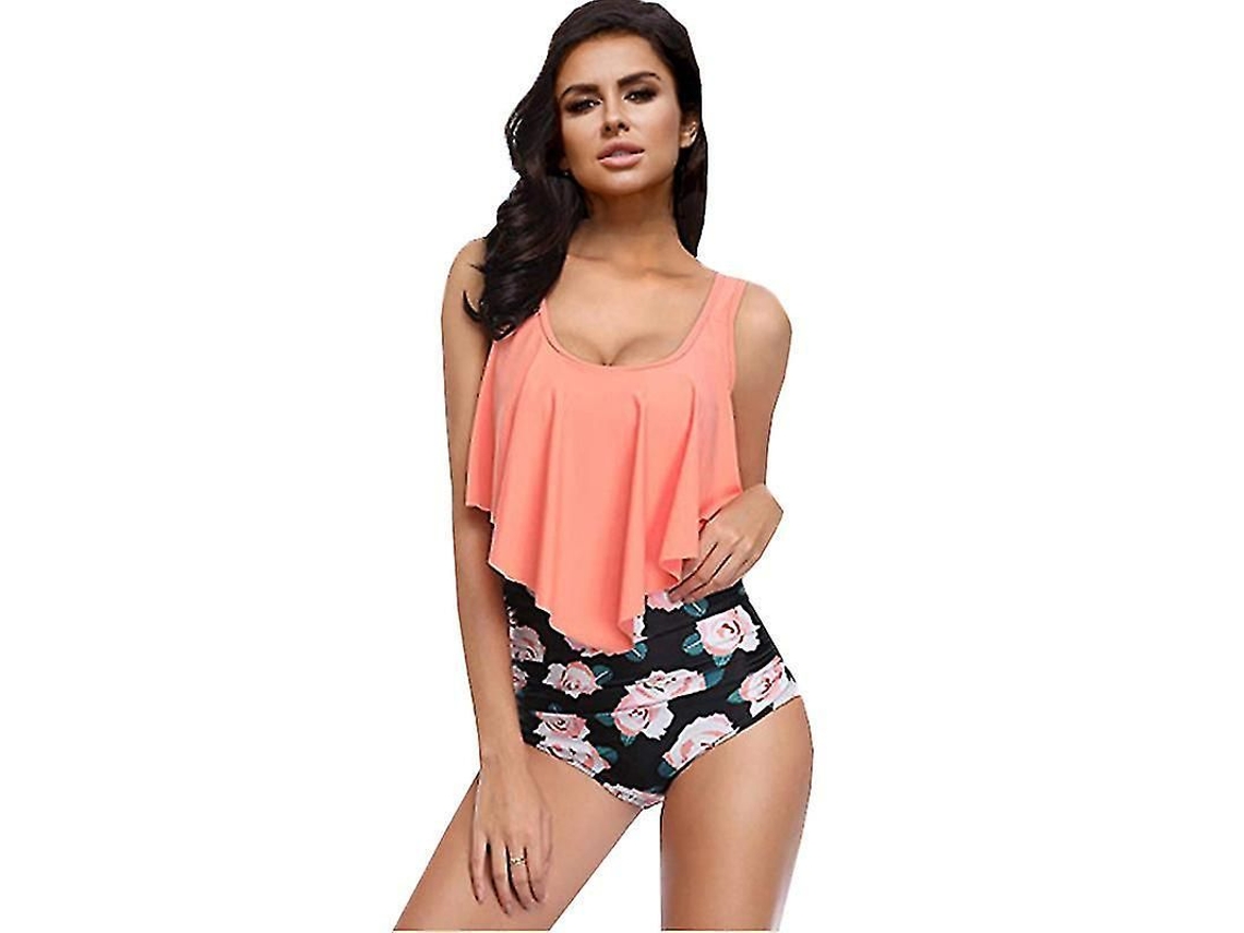 2026-traje De Baño Tankini De Mujer Con Volantes Y Cintura Alta Traje De Playa Con Relleno Poliéster