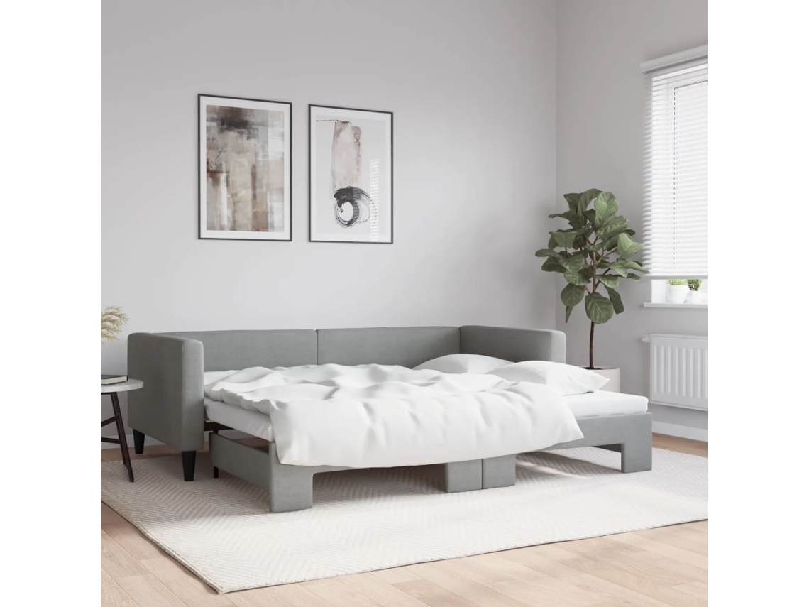 Sofá Cama Nido Tela Gris Claro 90x200 Cm