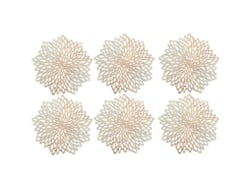 Rebe-manteles Redondos De Pvc Oro Rosa, 6 Piezas, Para Navidad, Boda Y Fiestas, Decoración De Mesa Con Diseño Hueco