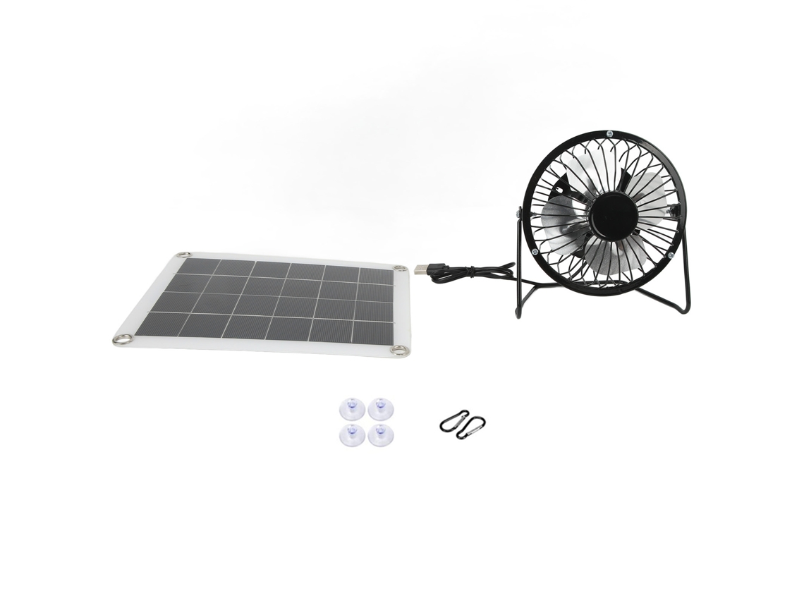 Ventilador Solar De 6w Y 5v Con Interfaz Usb Dual Para Coche Y Mascotas.