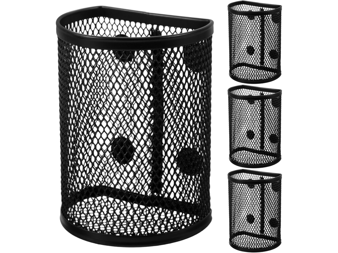 Juego De 4 Portalápices Magnéticos De Hierro Negro, Semicilíndricos.