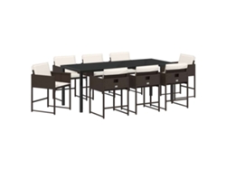 Maison Exclusive - Conjunto De Comedor De Jardín 9 Pcs Marrón Ratán Sintético