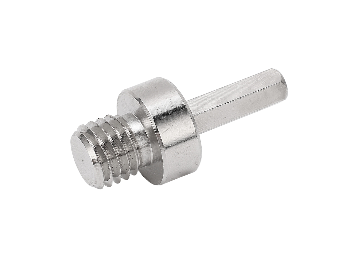 Adaptador de taladro eléctrico a amoladora angular con conectores hexagonales M14 para brocas de núcleo metálico.